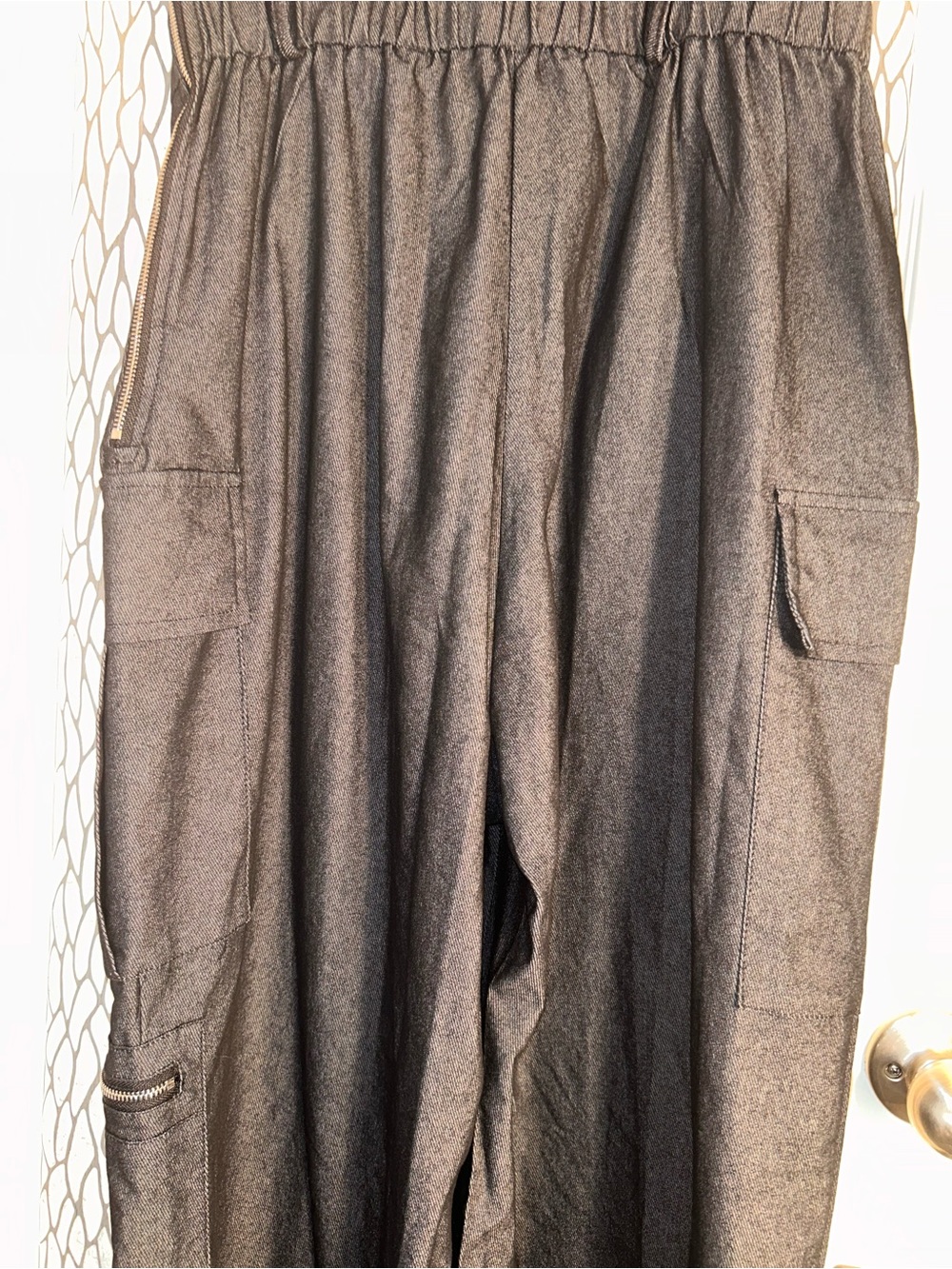 Fashion Nova Black Strapless Wide-Leg Jumpsuit with Cargo Pockets - Picture 12 of 14